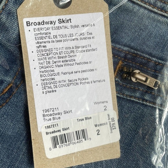 prAna Broadway Jean Skirt True Blue Denim Women’s Size 2 Zipper Pockets MSRP 79. - Picture 12 of 13